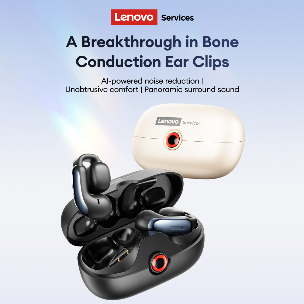 Noise Cancelling Headphone - Lenovo LES-108 condução óssea tws clipes
