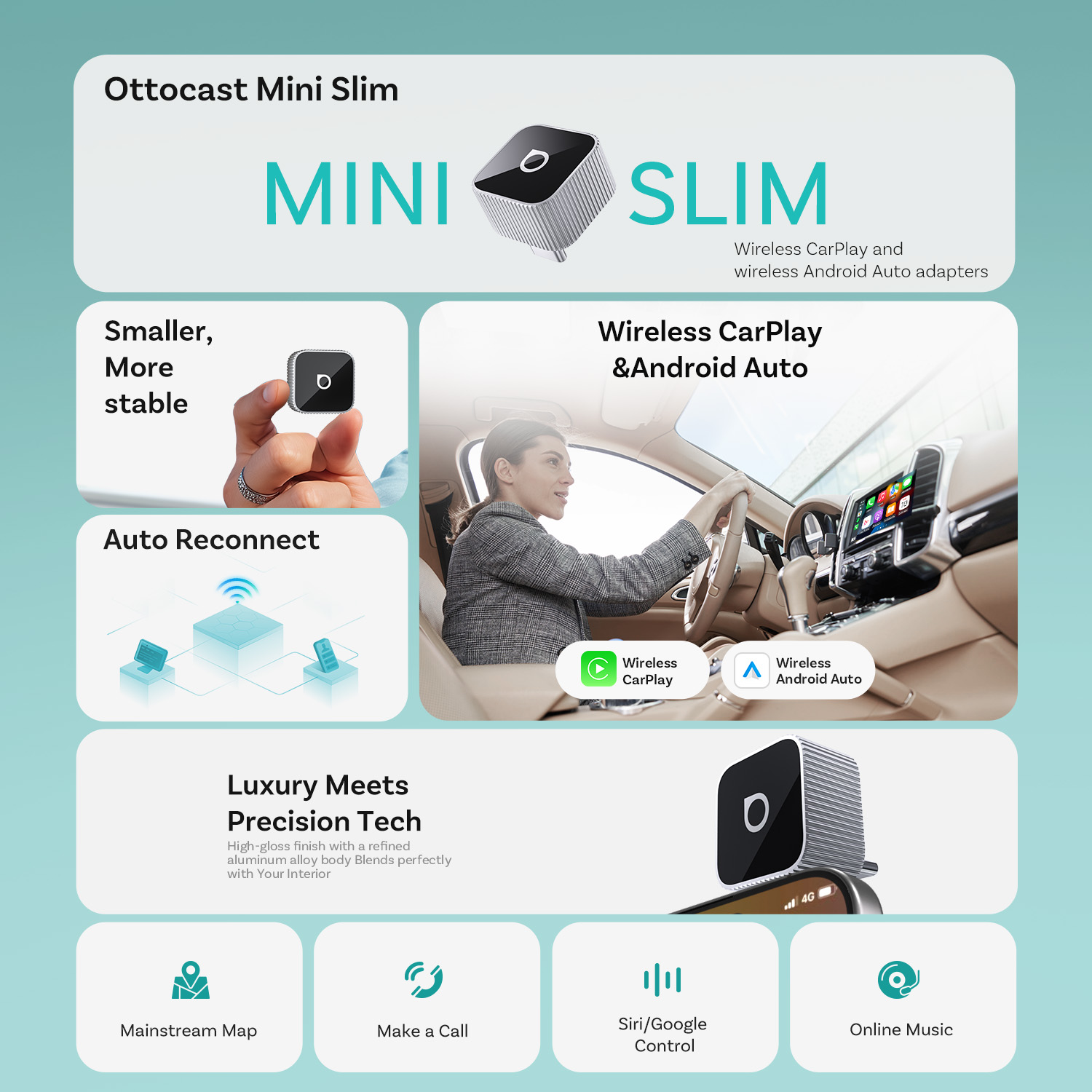 Ottocast mini fino sem fio car - Bluetooth Adapter Receiver avaliação e preço